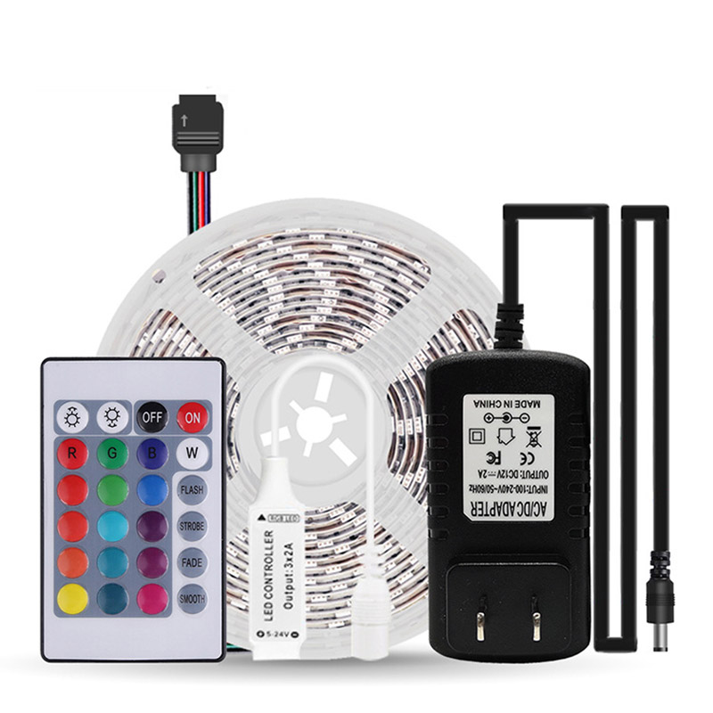 DC12V 3528RGB/5050RGB 16.4ft/5m Mini 24 Key Controller Flexible Colorful LED Light Strip kit, 60LEDs/M, Color Changing Flexible Dimmable LED Light Strip DC12V 3528RGB/5050RGB 16.4ft/5m Mini 24 Key Controller Flexible Colorful LED Light Strip kit, 60LEDs/M, Color Changing Flexible Dimmable LED Light Strip